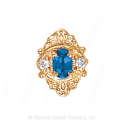 GS467 BT/D - 14 Karat Gold Slide with Blue Topaz center and Diamond accents 